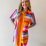 Fun Striped Shirt Dress