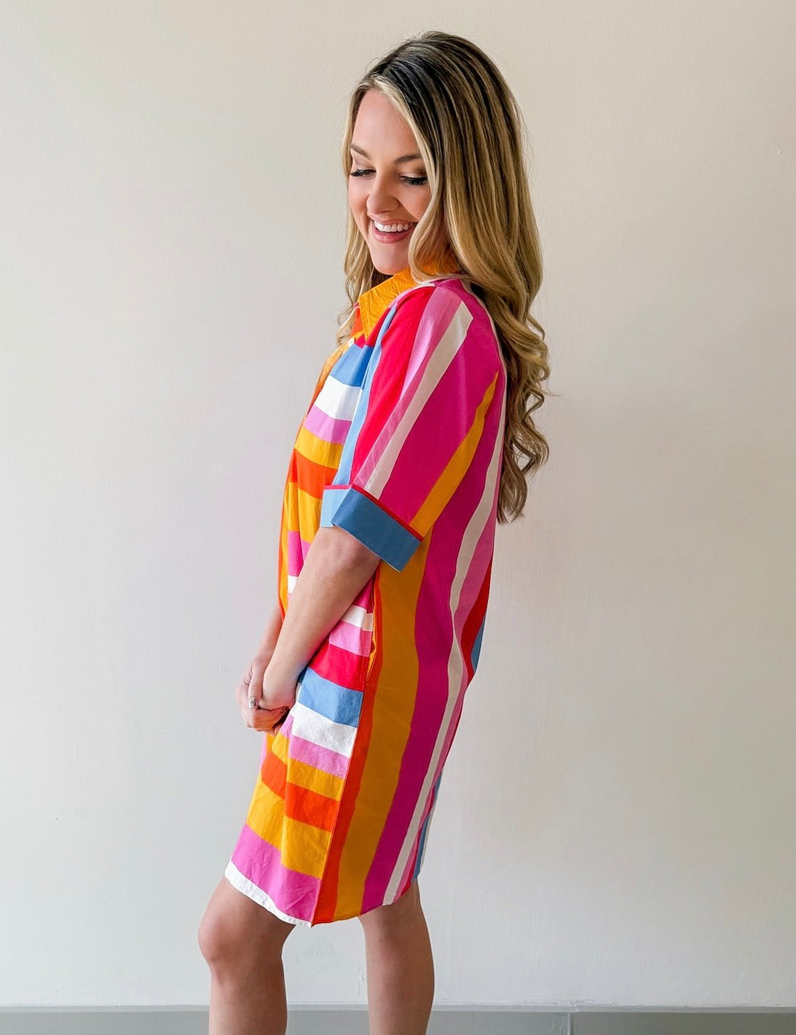 Fun Striped Shirt Dress