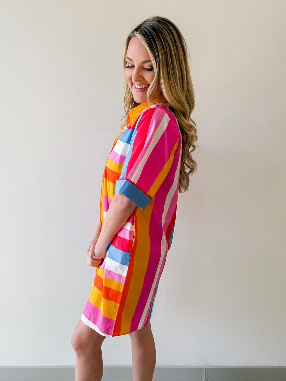 Fun Striped Shirt Dress