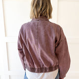 Funnel Draped Flap Jacket - Red Bean