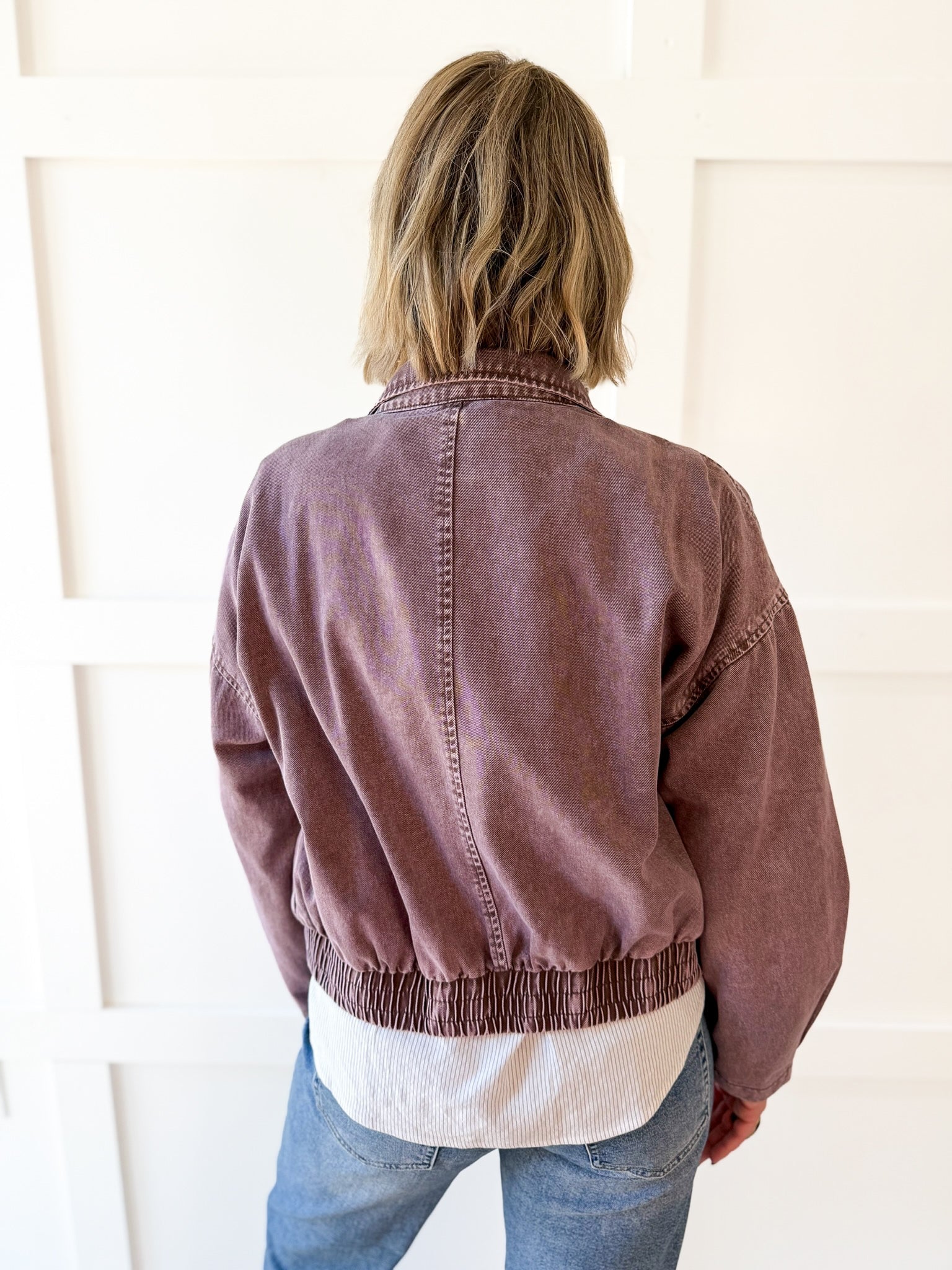 Funnel Draped Flap Jacket - Red Bean
