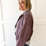 Funnel Draped Flap Jacket - Red Bean