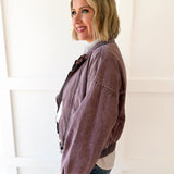Funnel Draped Flap Jacket - Red Bean