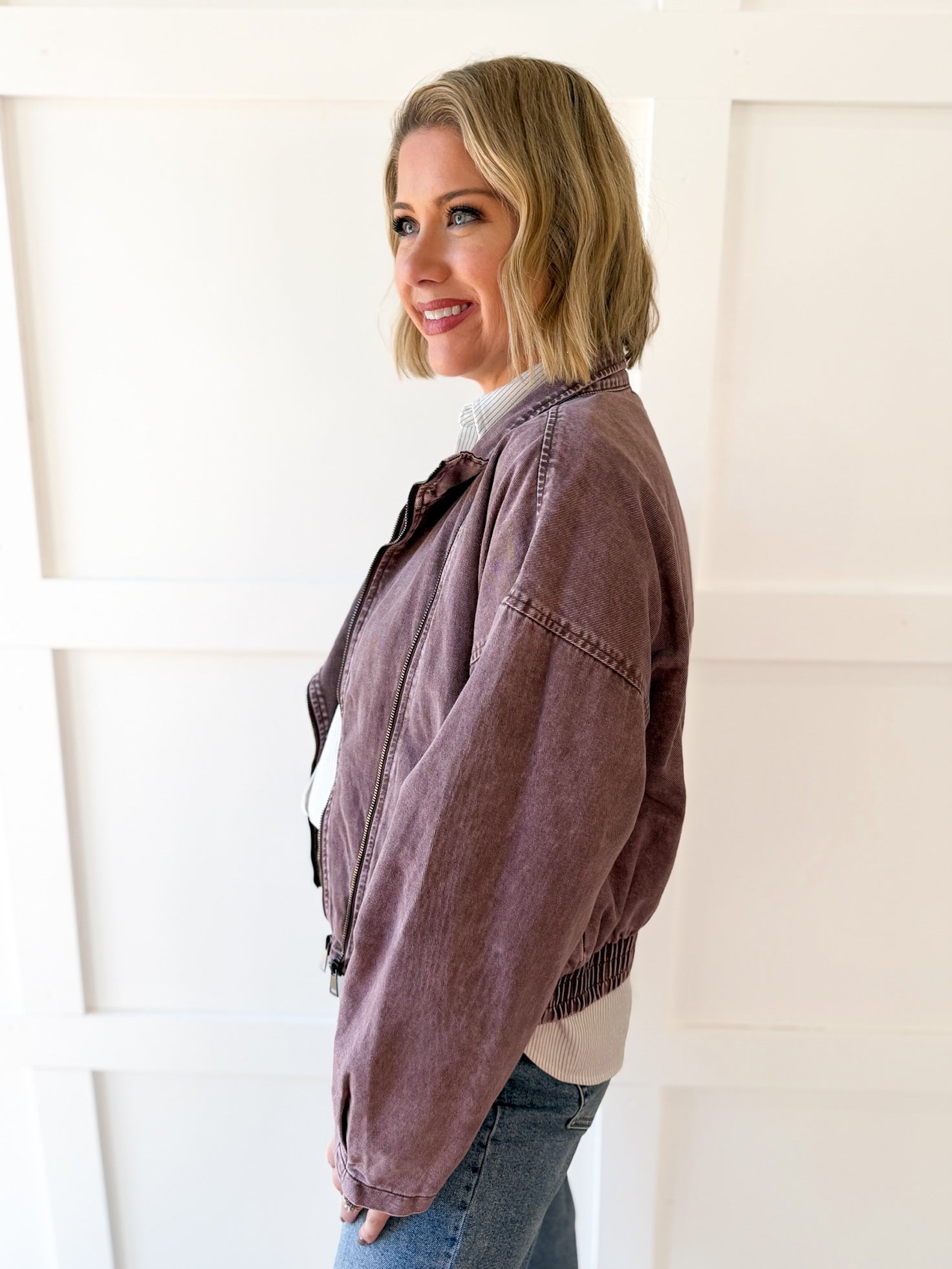 Funnel Draped Flap Jacket - Red Bean