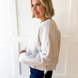 Fuzzy Drawstring Jacket - Ivory