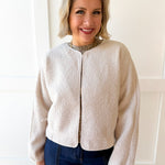 Fuzzy Drawstring Jacket - Ivory