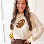 Game Day Knit Sweater - Cream