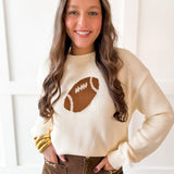 Game Day Knit Sweater - Cream
