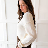Game Day Knit Sweater - Cream