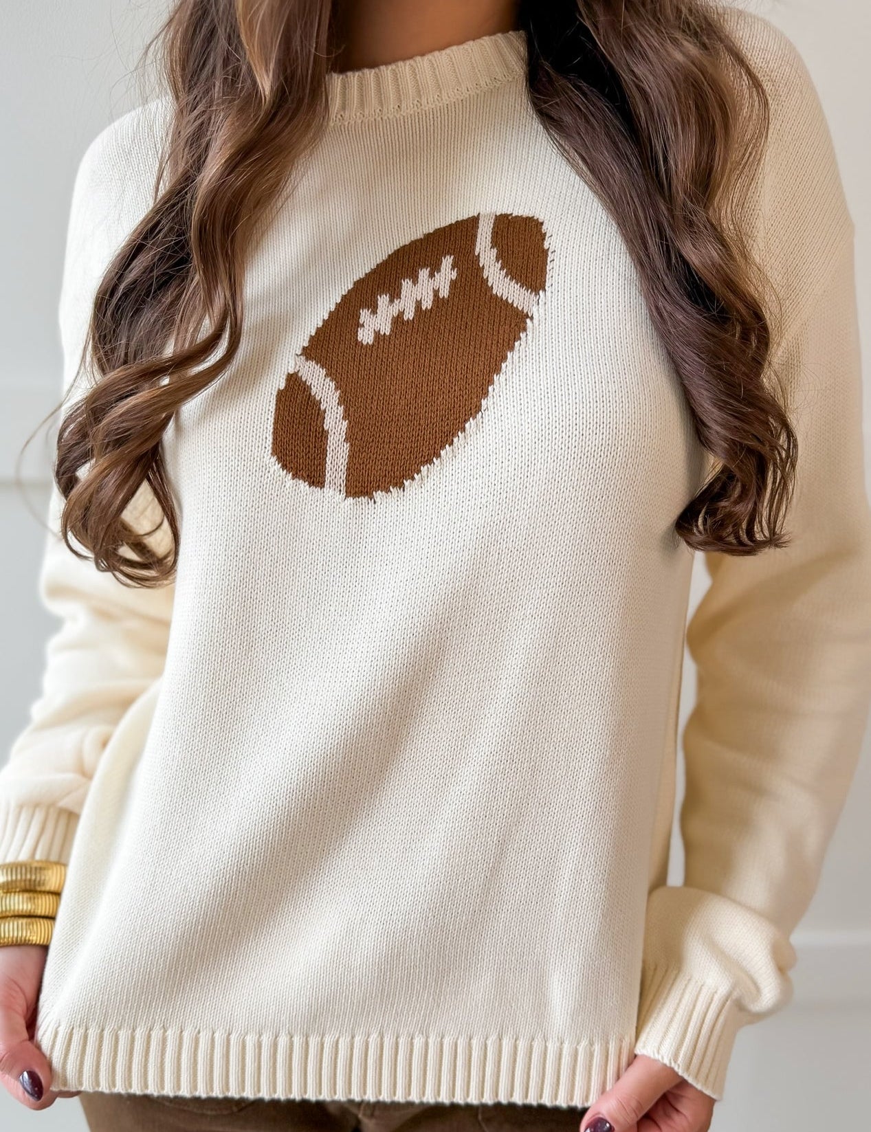 Game Day Knit Sweater - Cream
