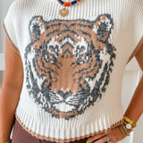 Game Day Tiger Intarsia knit Vest top