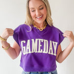 Gameday Boxy Crop Terry Top - Purple