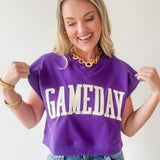 Gameday Boxy Crop Terry Top - Purple