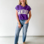 Gameday Boxy Crop Terry Top - Purple