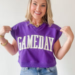 Gameday Boxy Crop Terry Top - Purple