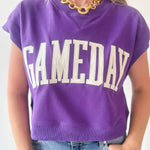 Gameday Boxy Crop Terry Top - Purple