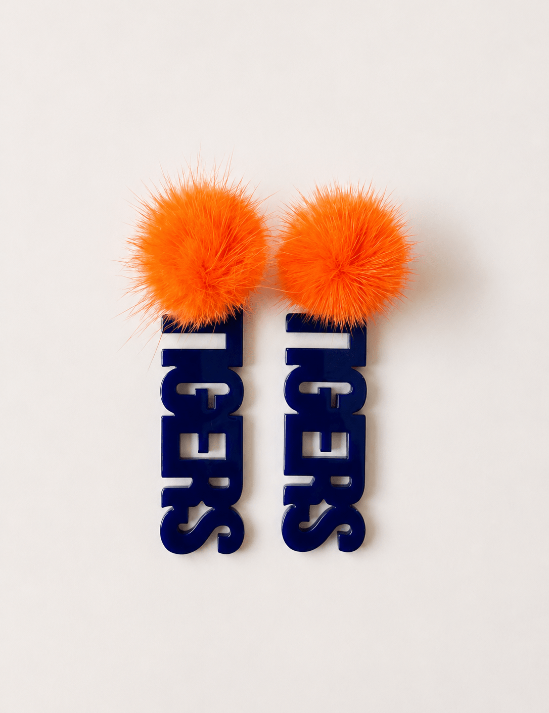Gameday PomPom Earrings - Orange/Navy