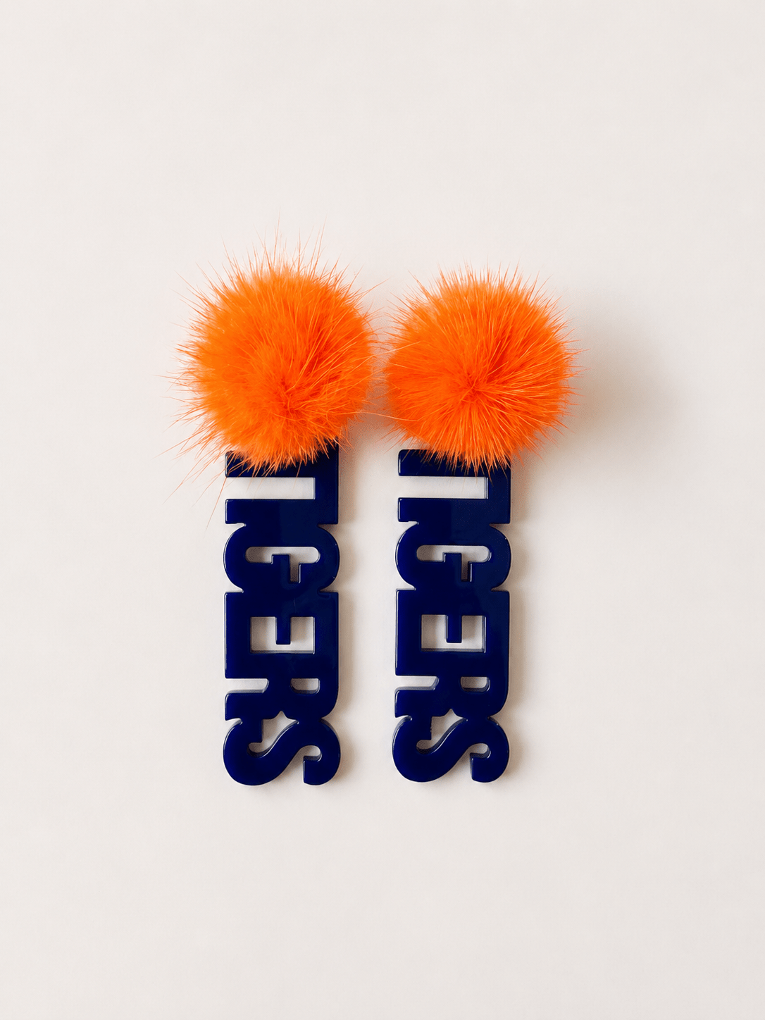 Gameday PomPom Earrings - Orange/Navy