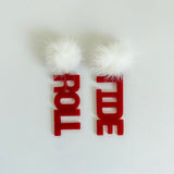 Gameday PomPom Earrings - Red/White