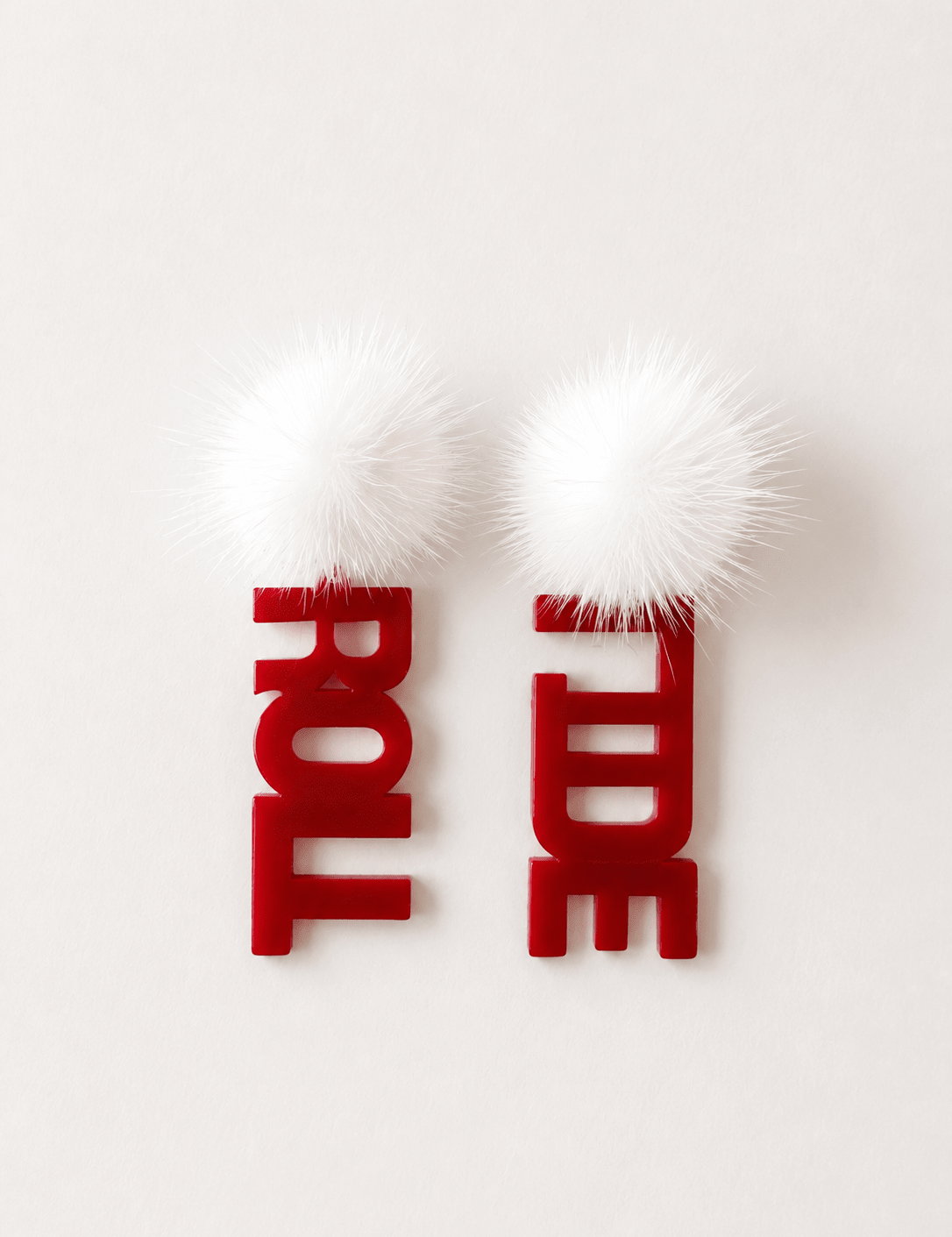 Gameday PomPom Earrings - Red/White