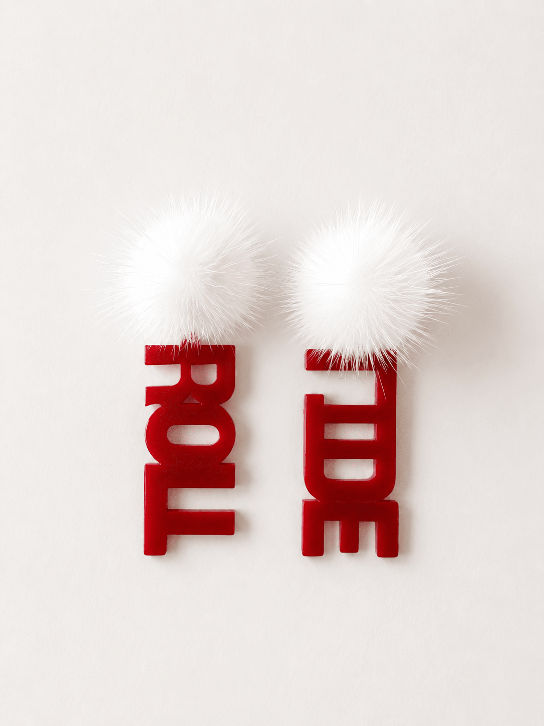 Gameday PomPom Earrings - Red/White