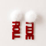 Gameday PomPom Earrings - Red/White