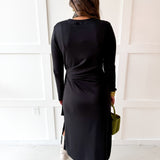 Gathered Detailed Midi Dress - Black