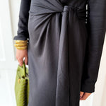 Gathered Detailed Midi Dress - Black