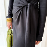 Gathered Detailed Midi Dress - Black