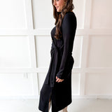 Gathered Detailed Midi Dress - Black