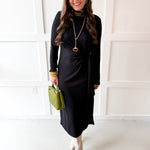 Gathered Detailed Midi Dress - Black