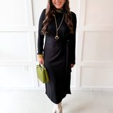 Gathered Detailed Midi Dress - Black