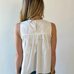 Gathered Poplin Top - White