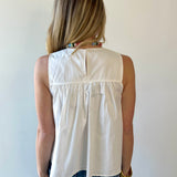 Gathered Poplin Top - White