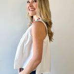 Gathered Poplin Top - White