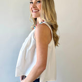 Gathered Poplin Top - White