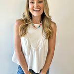 Gathered Poplin Top - White