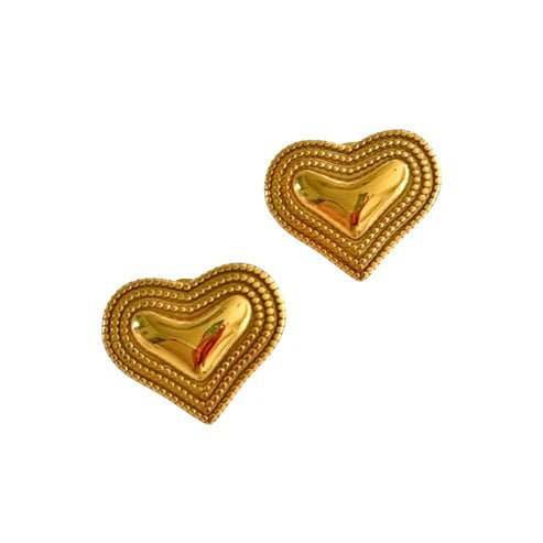 "Gemma" - Gold Bead Heart Earring