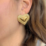 "Gemma" - Gold Bead Heart Earring