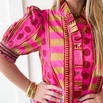 Geo Abstact Print Top - Plum