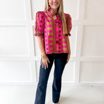 Geo Abstact Print Top - Plum