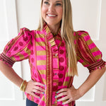 Geo Abstact Print Top - Plum