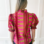 Geo Abstact Print Top - Plum