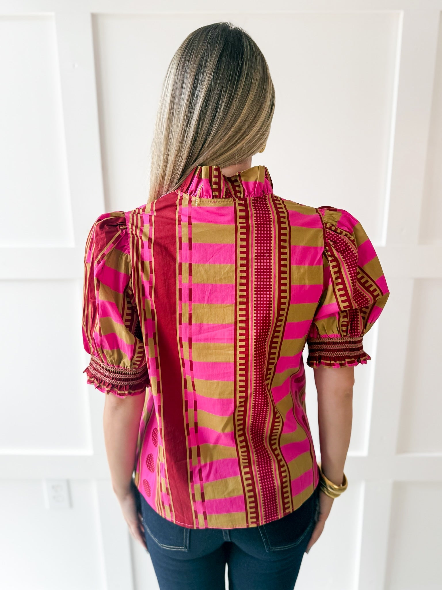 Geo Abstact Print Top - Plum