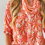 Geo Print Ruffled Top