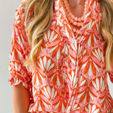 Geo Print Ruffled Top