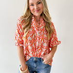 Geo Print Ruffled Top