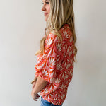 Geo Print Ruffled Top