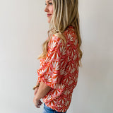 Geo Print Ruffled Top