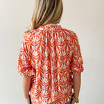 Geo Print Ruffled Top